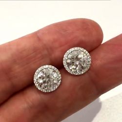 Halo Round Cut Stud Earrings