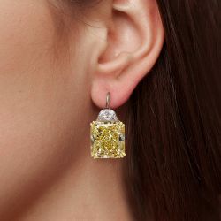 Double Prong Radiant Topaz Drop Earrings