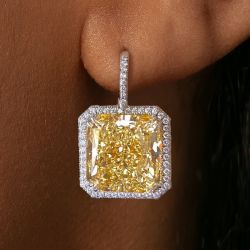 Halo Princess Topaz Drop Earrings