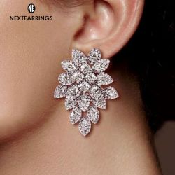 Fancy Halo Pear & Marquise White Sapphire Prom Earrings