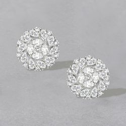 Created White Sapphire Halo Round Cut Stud Earrings
