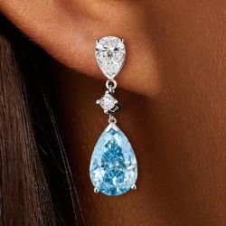 Blue Sapphire Pear Cut Drop Earrings