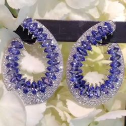 Purple Sapphire Marquise Cut Circle Earrings