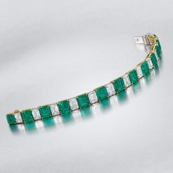 Two Tone Emerald Cut Tennis Bracelet