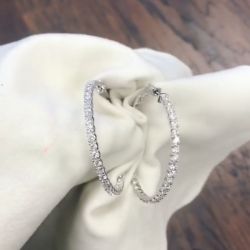 Created White Sapphire Hoop Earrings