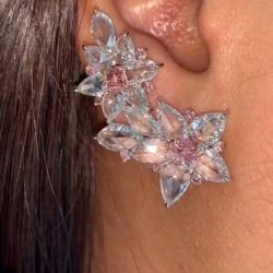 Two Tone Pear Cut Pink Sapphire Drop Earrings