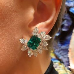 Emerald & Pear & Marquise Cut Stud Earrings