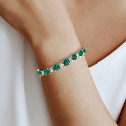 Emerald Sapphire Cushion Cut Bracelet