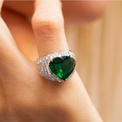 Heart Cut Emerald Sapphire Engagement Ring