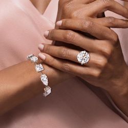 Multi Cut Bracelet & Round Cut Engagement Ring Jewelry Set