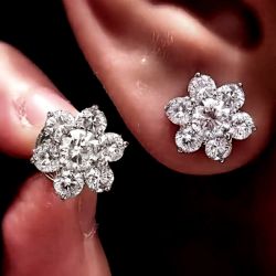 Flower Design Stud Earrings