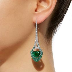 Eiffel Tower Emerald Cabochon Earrings 