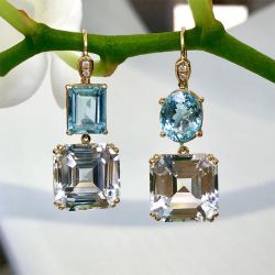 Golden Asscher Cut Drop Earrings