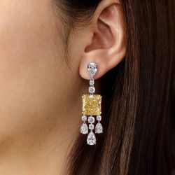 Radiant Cut Yellow Sapphire Drop Earrings 