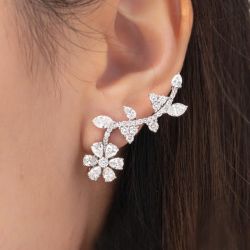 Floral Leaf Marquise & Pear Cut Drop Earrings