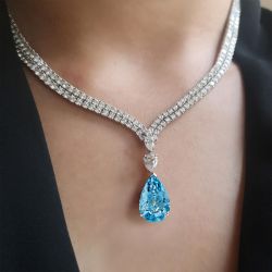 Aquamarine Pear Cut Necklace