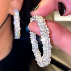 Mixed Shape Created Sapphire Hoop Earrings