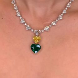 Yellow & Emerald Heart Cut Necklace