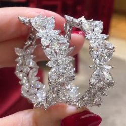 Marquise & Round Cut Hoop Earrings