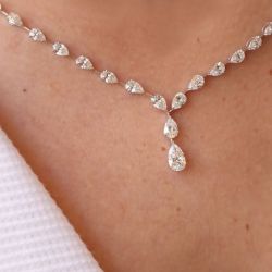 Classic Pear Cut White Sapphire Pendant Necklace