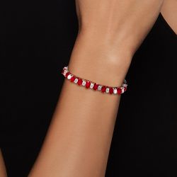 Alternating Ruby & White Created Sapphire Bracelet