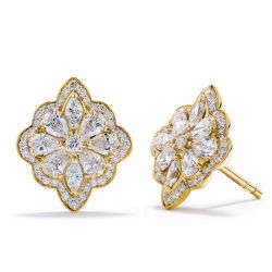 Golden Halo Pear & Marquise Cut Stud Earrings