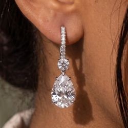 Classic Pear Cut White Sapphire Silver Drop Earrings