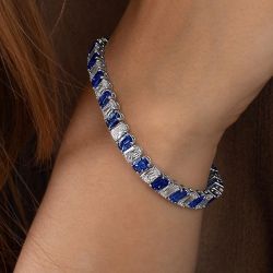 Blue & White Created Sapphire Tennis Bracelet