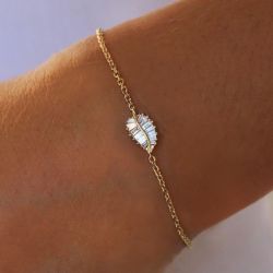 Leaf Design Baguette Cut Mini Bracelet