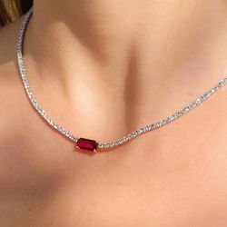 Created Ruby & White Sapphire Riviera Necklace
