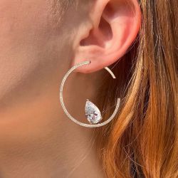 Pear & Round Cut Open Hoop Earrings