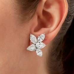 Classic Marquise & Pear Cut Cluster Stud Earrings