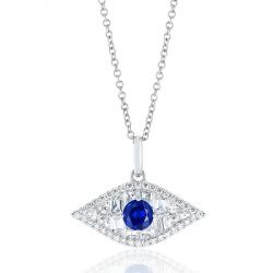 Baguette & Round Cut Evil Eye Pendant Necklace