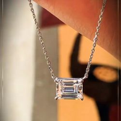 Gorgeous Emerald Cut Pendant Necklace 