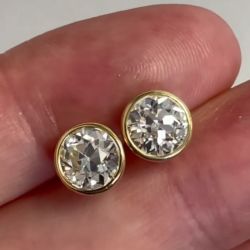 Micro Bezel Created White Sapphire Golden Stud Earrings