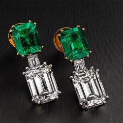 Double Prong Emerald Cut Drop Earrings