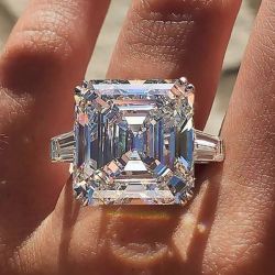 Classic Three Stone Asscher Cut Engagement Ring