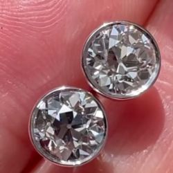 Classic Micro Bezel Round Cut Stud Earrings