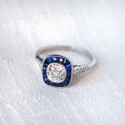 Created Sapphire Halo Round Cut Engagement Ring