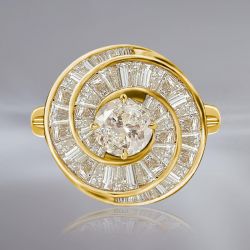 Unique Spiral Oval & Baguette Cut Engagement Ring For Women