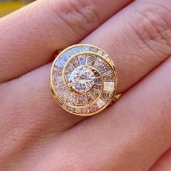 Unique Spiral Oval & Baguette Cut Engagement Ring