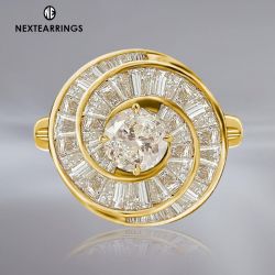 Unique Spiral Oval & Baguette Cut Engagement Ring For Women