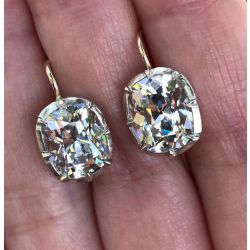 Vintage Cushion Cut White Sapphire Drop Earrings