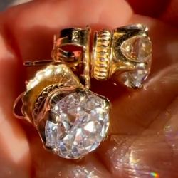 Vintage Golden Round Cut Stud Earrings For Women
