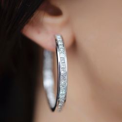 Classic Square Cut White Sapphire Hoop Earrings