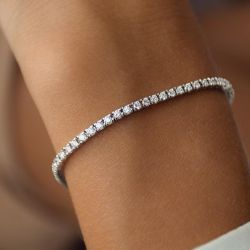 Classic Round Cut White Sapphire Tennis Bracelet For Women