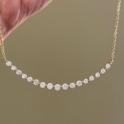 Classic Golden Round Cut White Sapphire Pendant Necklace