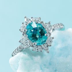 Unique Halo Oval Cut Aquamarine Engagement Ring For Women