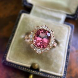 Rose Gold Halo Cushion Cut Red Sapphire Engagement Ring