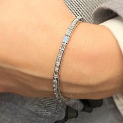 Classic Baguette Cut White Sapphire Tennis Bracelet